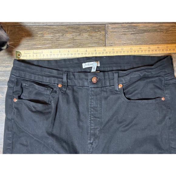 Good American Good Waist Crop Black Denim Jeans Size 6 High Rise Comfort Stretch - Picture 4 of 8